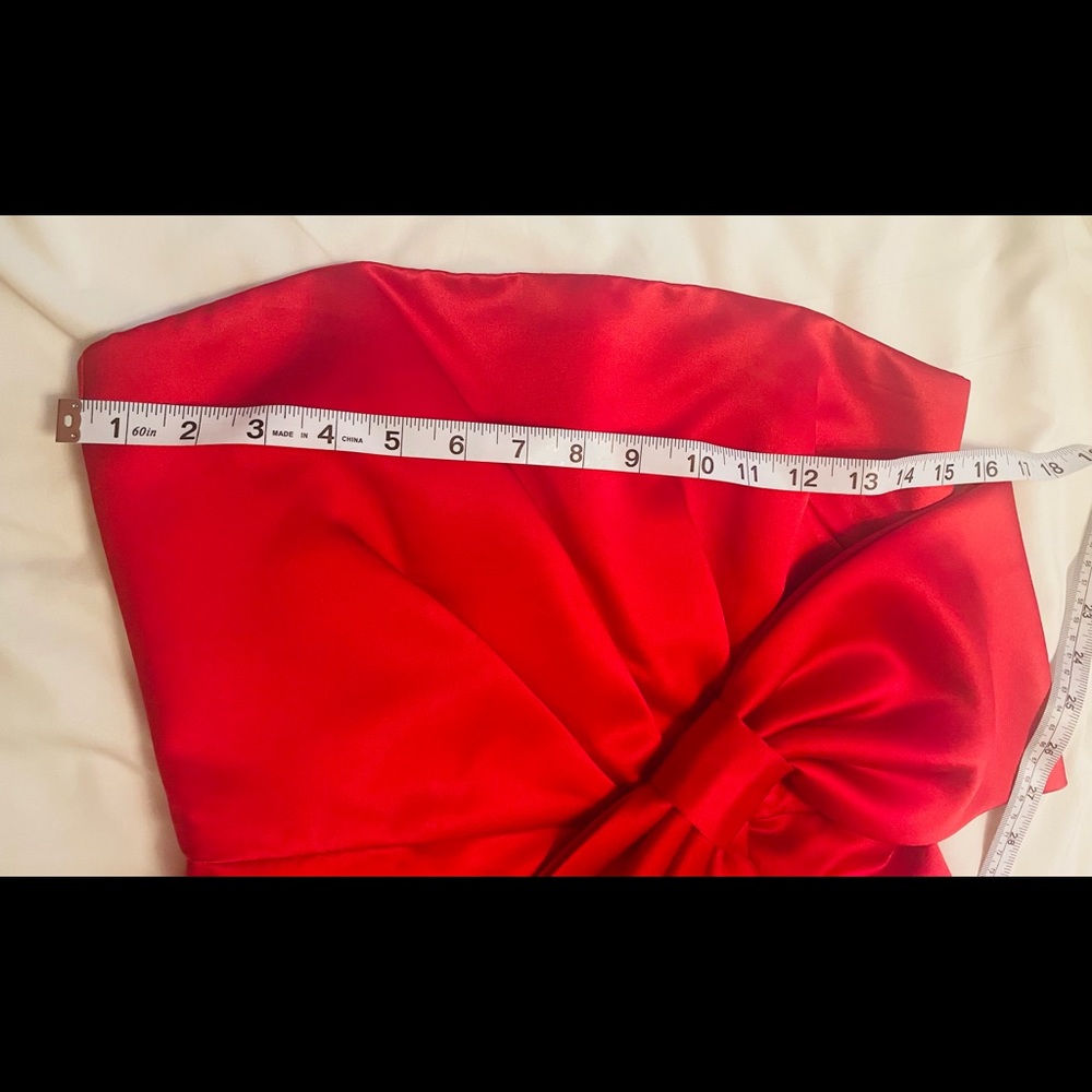 NEW Milly Strapless Bow-Waist Cocktail Red Dress - Picture 7 of 8